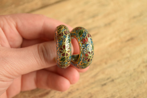 Plique-à-jour Hoop Earrings